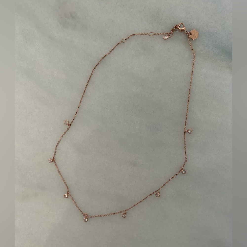 Origami Owl Rose Gold Dainty Drop Crystal 16"-18" Chain CN4024 - Picture 2 of 5